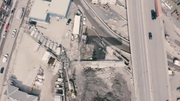 Concrete City Bridge Destruction Landscape Drone Birds Eye — Stok video