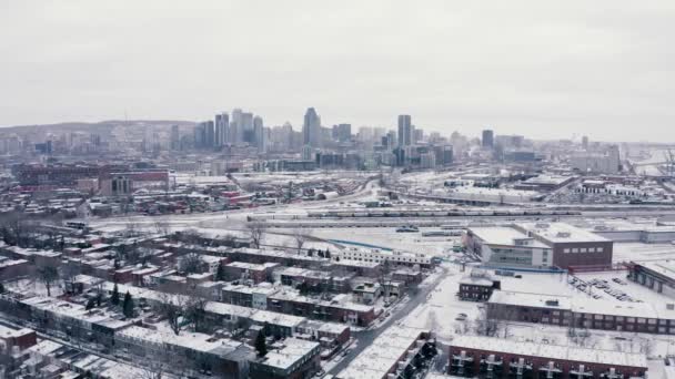 Winter City Pan Drone — Vídeos de Stock
