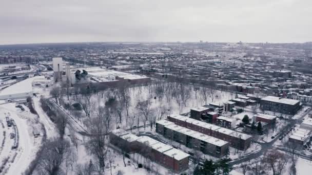 Winter City Pan Drone — Vídeos de Stock