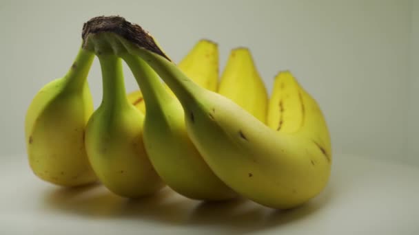 Four Banana Turntable Looks Fresh Delicious Close Shot — Video Stock