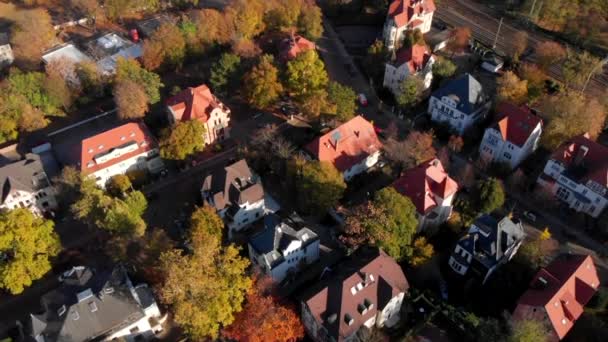 Small Village Next Railway Magdeburg Germany Slow Ascending Aerial — Stok video