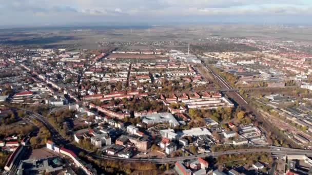 Village Scenic Rural Landscape Magdeburg Germany Descending Aerial — Video