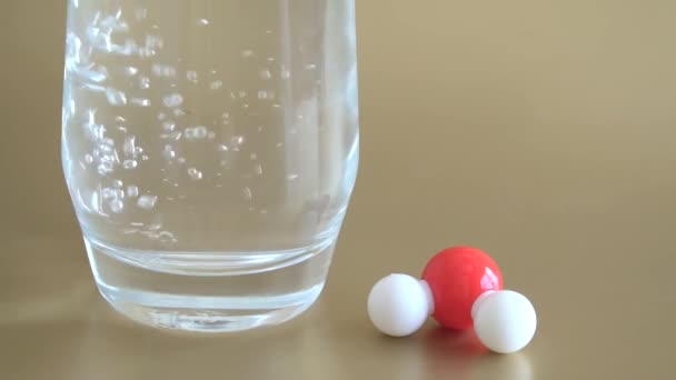 Water Illustrated Hydrogen Oxygen Atom Which Produces Molecular Structure — Αρχείο Βίντεο