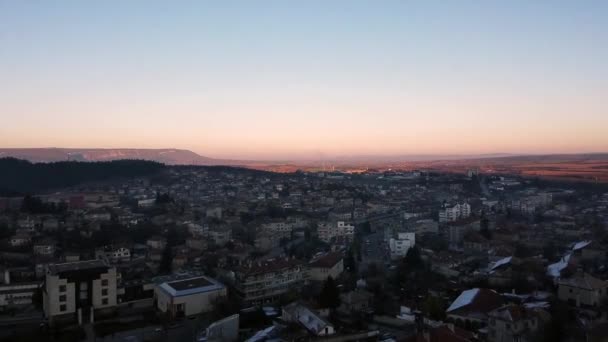 Aerial Shot Veliki Preslav Bulgaria Sunset Real Time — Wideo stockowe