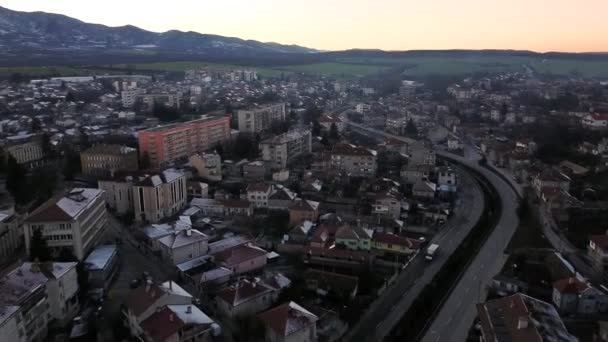 Aerial Shot Veliki Preslav Bulgaria Sunset Real Time — Stock Video