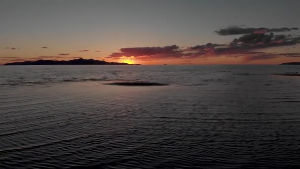 Rotating Motion Sun Sets Great Salt Lake Utah — Stockvideo