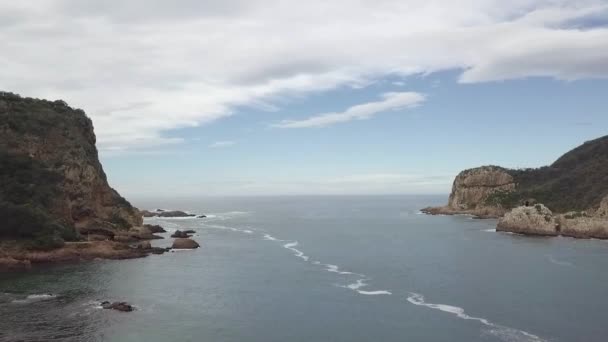 Flight Seaward Knysna Heads River Bar Calm Day Aerial — Stock video