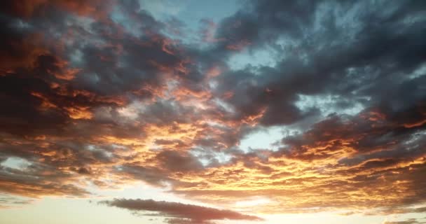 Drone Shot Dramatic Orange Clouds Sunset Stable Still Shot — Αρχείο Βίντεο