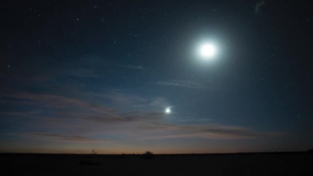 Timelapse Sunset Twilight Going Night Clouds Moon Northern Star — Stockvideo