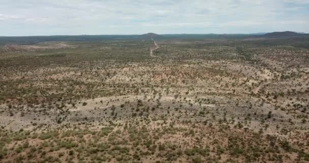 Forward Moving Drone Shot Dry Game Farm Drought Okahandja Namibia — стоковое видео
