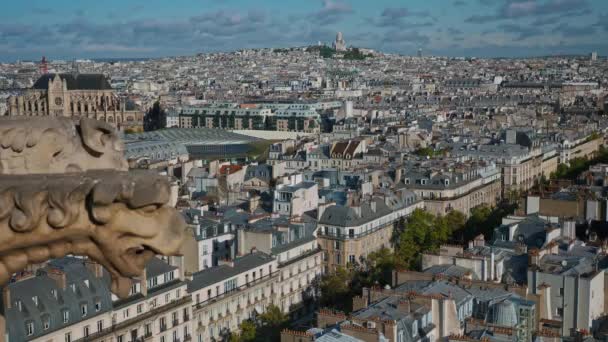 Aerial View Sacre Couer Cathedral High Rooftops Paris France View — Stockvideo
