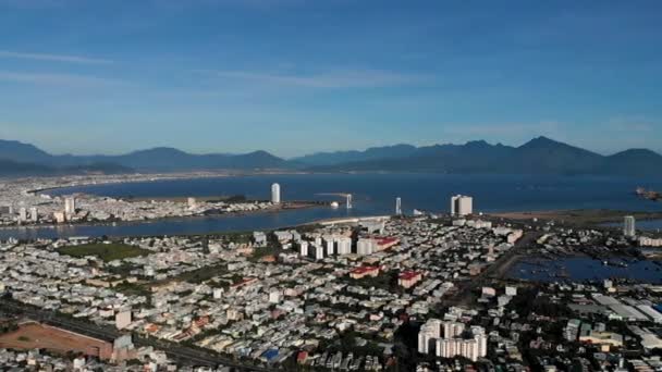 View Bay City Nang Vietnam Aerial Panning Right — Vídeo de stock