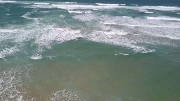 Trans Agulhas Race Racers Punch Shore Break Beach Aerial — 图库视频影像