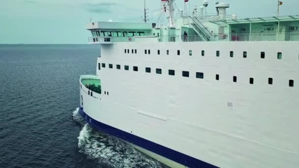 Big Ferry Boat Sailing Calm Sea Seen Side — Video Stock