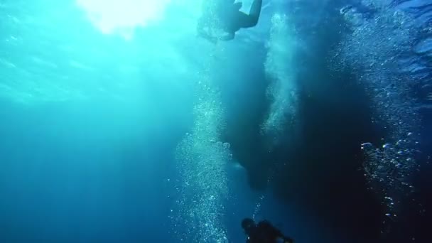 Air Bubbles Caused Divers — Stock Video