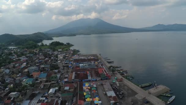 Aerial View Lake Buhi Market Fishing Dock Buhi Camarines Sur — Vídeos de Stock