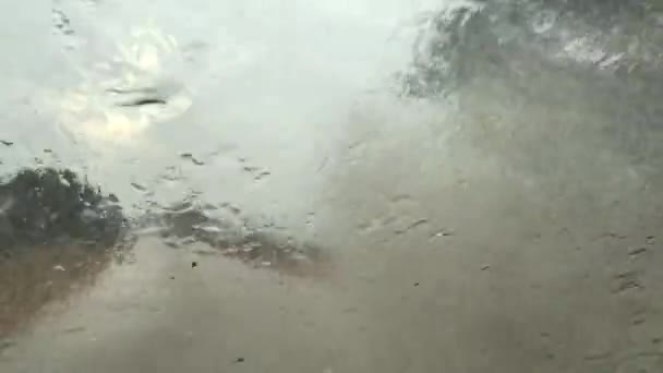 Pov Strada Allagata Durante Una Rara Tempesta Pioggia Nel Deserto — Video Stock