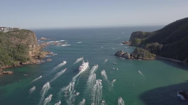 Yacht Katharine Well Wishers Pass Narrow Knysna Heads Sea — Video Stock