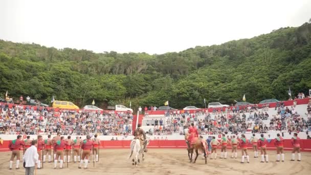 Een Opname Van Het Begin Van Een Stierengevecht Graciosa Azoren — Stockvideo