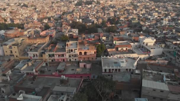 Drone Shoot Indian City Jaipur Sunset — Stockvideo