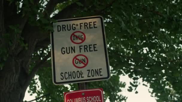 Gun Free Drug Free School Zone — Video Stock