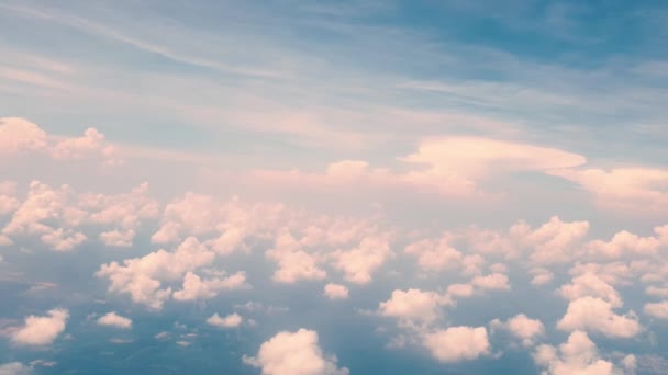 Aerial Flying Clouds Blue Sky Wide Angle View — Video