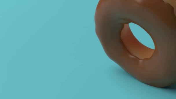Graficzna Animacja Torusa Pączków Czekoladowych Bliska Kręcącego Się Szybko Przed — Wideo stockowe
