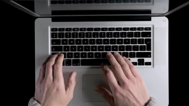Man Working Laptop Online His Home Top View — Αρχείο Βίντεο
