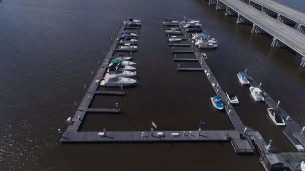 Aerial Drone Girato Volare Sopra Marina Sul Fiume Ashley Charleston — Video Stock