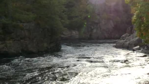 Beautiful River Flowing Giant Rock Walls Creating Imposing Natural Walls — Stock Video