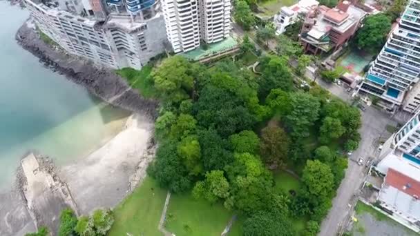 巴拿马城附近一个有树木的小公园的无人驾驶飞机镜头 — 图库视频影像