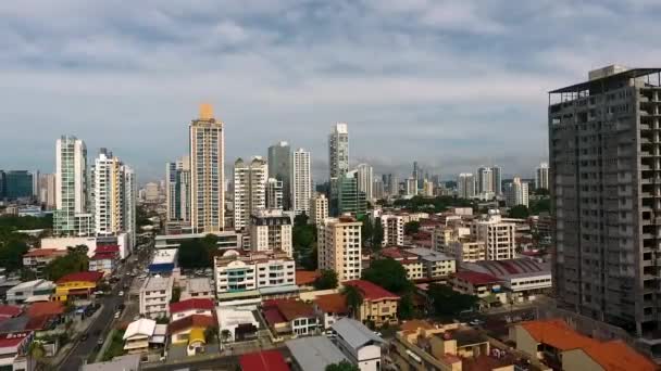 Imágenes Aéreas Aviones Tripulados Ciudad Panamá Con Edificio Construcción — Vídeos de Stock
