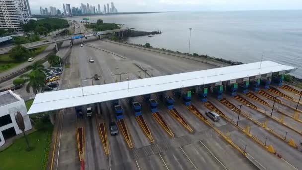Aerial Drone Footage Highway Toll Panama City — Stok video