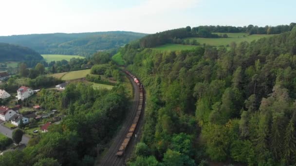 Freight Train Containers Passing Landscape — Αρχείο Βίντεο