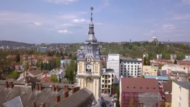 Hava Aracı Cluj Napoca Romanya Şehri Nin Manzarasını Ortaya Çıkarmadan — Stok video