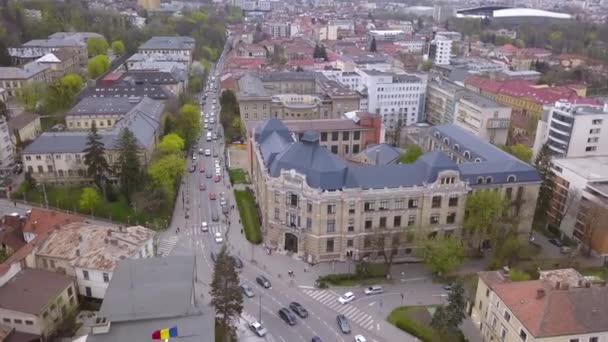 Wide Aerial Drone Establishing Shot Revealing Beautiful Old World Architecture — Stok Video