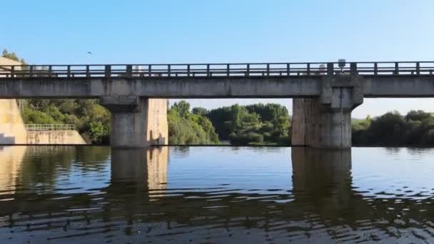 Aerial Footage Floodgates Dam Alentejo Portugal — Stockvideo