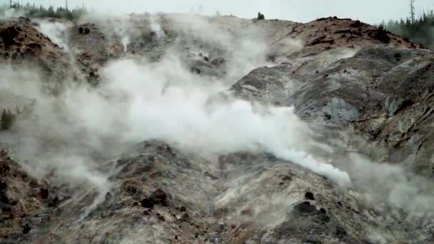 Βουνό Που Βρυχάται Στη Λεκάνη Norris Geyser Του Εθνικού Πάρκου — Αρχείο Βίντεο