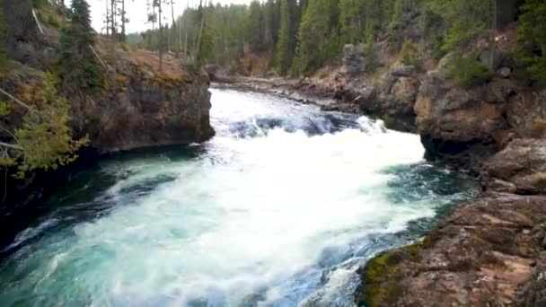 Raging Yellowstone River Upper Falls Grand Canyon National Park — Stock video