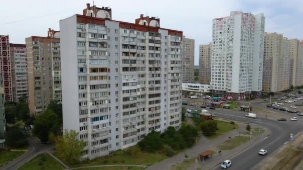 Aerial View Road Soviet Made Old Apartment Buildings Poor Slum — Stockvideo