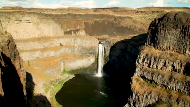 Ampia Ripresa Della Cascata Palouse Falls Gola Washington State Park — Video Stock