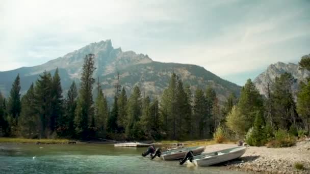 Grand Tetons Van Het Water Jenny Lake — Stockvideo