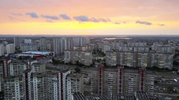 Aerial View Overlooking Old Buildings Subway Underground System Troieshchyna Soviet — Video