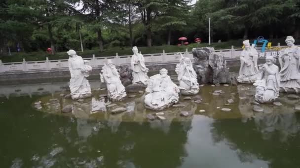Estátuas Fora Museu Cogumelo Reishi Nantong China — Vídeo de Stock