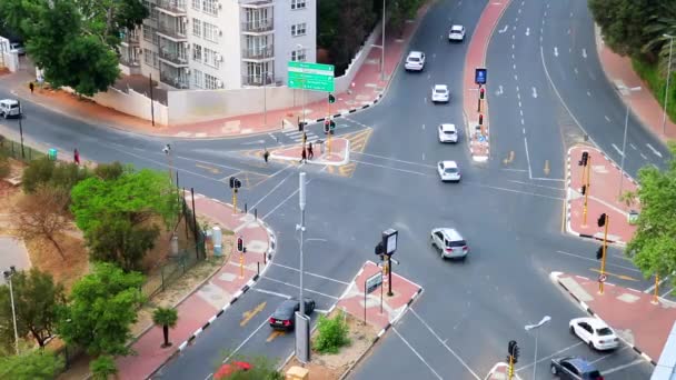 Time Lapse Prise Vue Aérienne Trafic Déplaçant Travers Une Intersection — Video