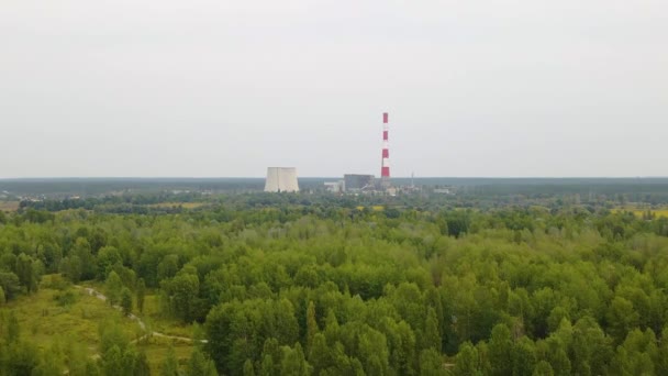 Αεροφωτογραφία Προς Εργοστάσιο Παραγωγής Ενέργειας Καύση Άνθρακα Tes Πάνω Από — Αρχείο Βίντεο