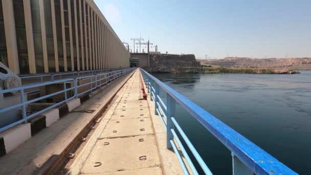 Afrika Egypten Oktober 2020 Aswan Dammen Med Vattenkraftverk Aswan Egypten — Stockvideo