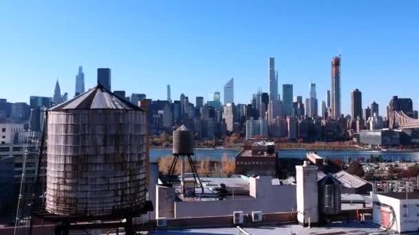 Aerial View Hunter Point South Long Island City East River — Stock video