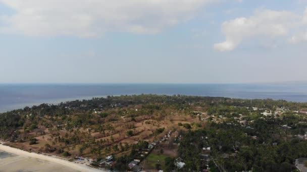 Drone Shot Van Gili Air Eiland Indonesië Een Warme Zonnige — Stockvideo