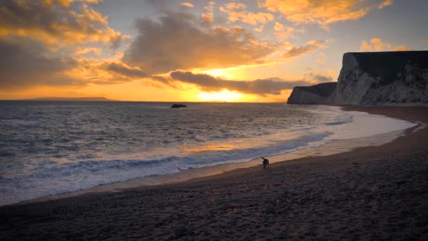 Durdle Door Beach Jurassic Coast Lulworth Dorset England Colorful Dramatic — Stockvideo